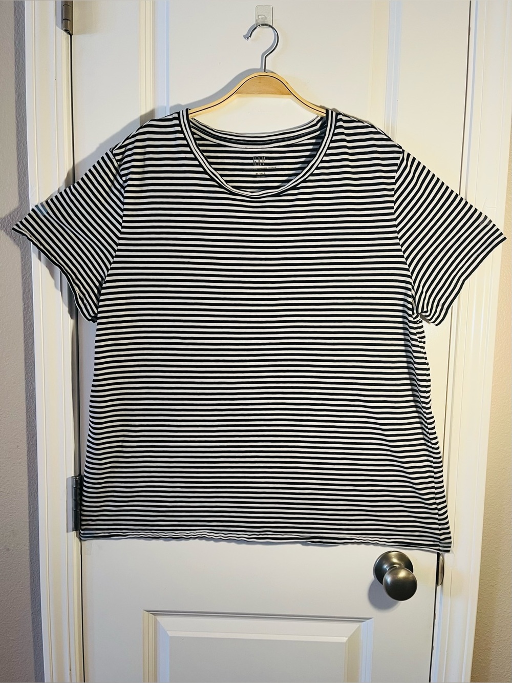 Gap Organic 100% Cotton VintageSoft T-Shirt in Black & White Stripe, Sz XL Tall